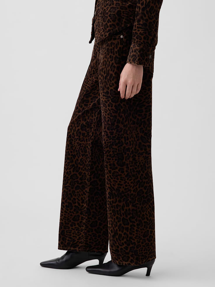 Image 3 of 7, Low Rise Corduroy '90s Loose Leopard Pants