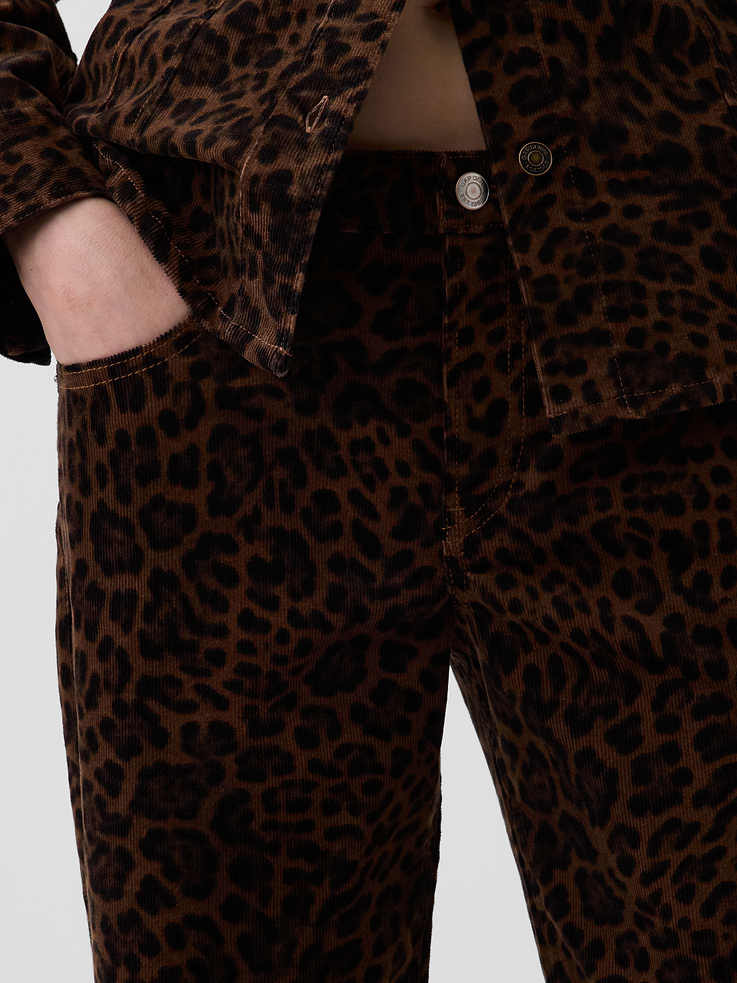 Image 5 of 7, Low Rise Corduroy '90s Loose Leopard Pants