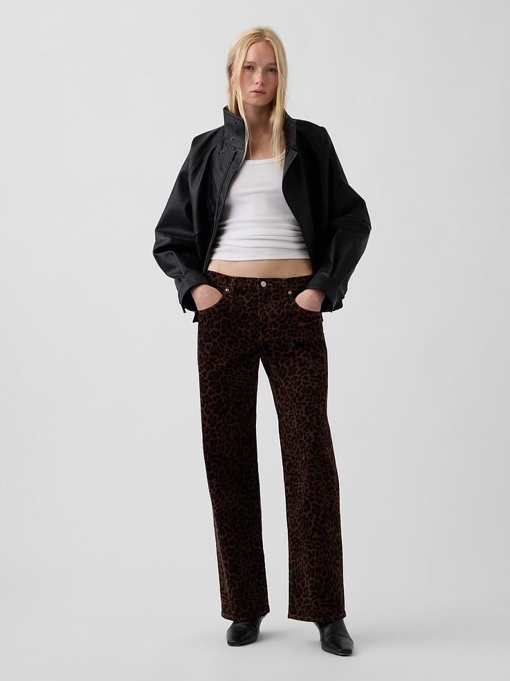 Image 6 of 7, Low Rise Corduroy '90s Loose Leopard Pants