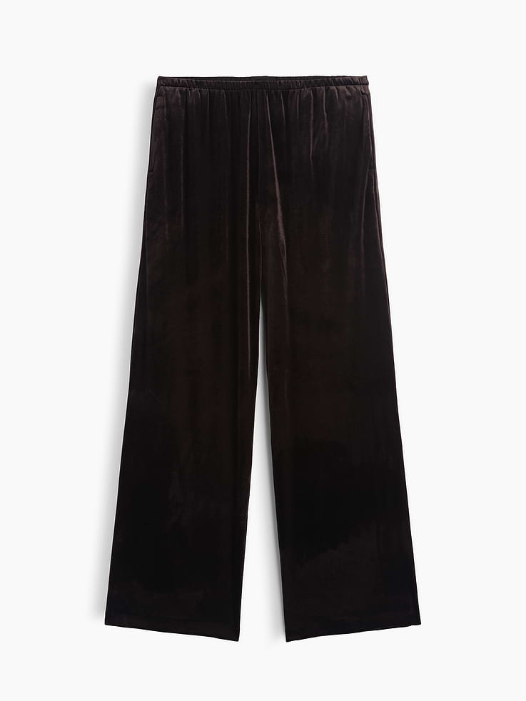 Image 2 of 2, Recycled Velour Pull-On Wide-Leg Pants