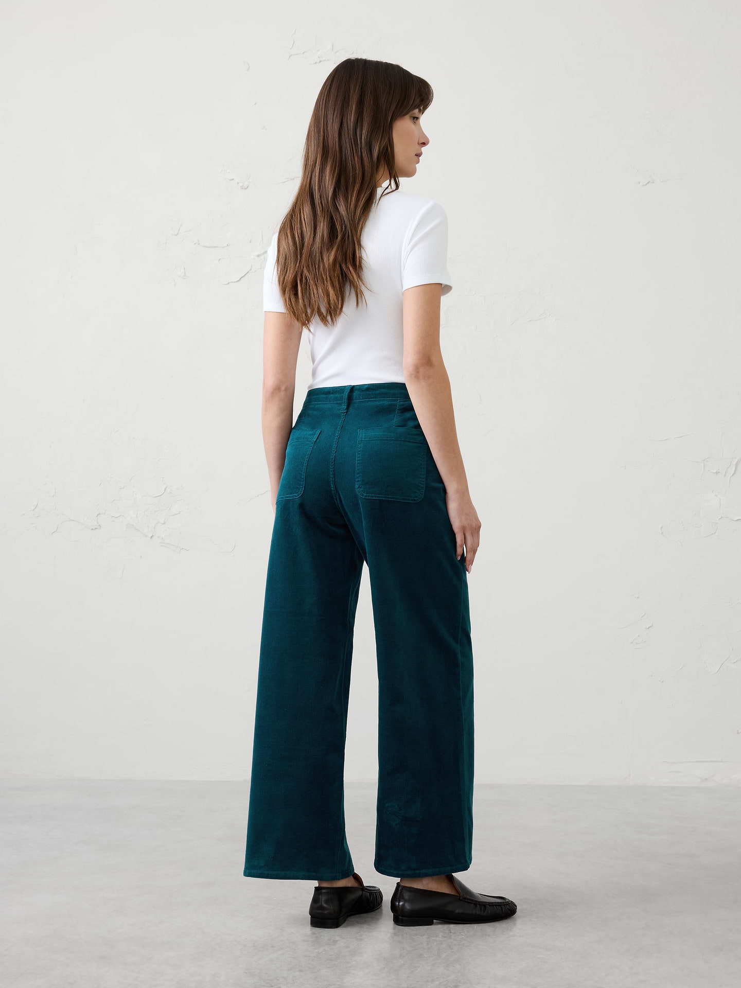 Image 2 of 7, Wide-Leg High-Rise Corduroy Patch Pocket Pant