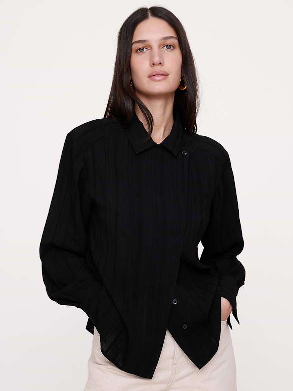 Textured Asymmetric Button-Down Shirt