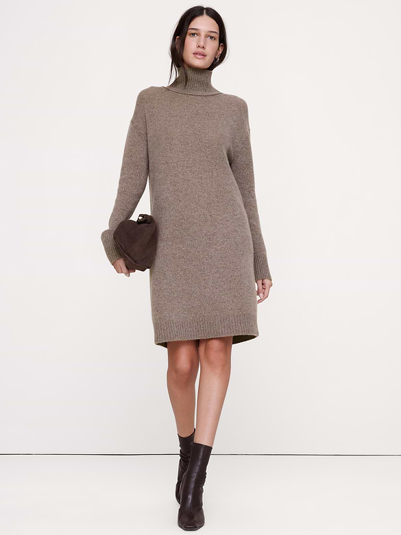 Lightweight Cashmere Turtleneck Mini Dress