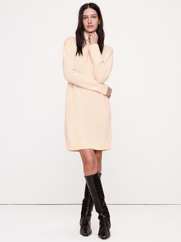 Lightweight Cashmere Turtleneck Mini Dress