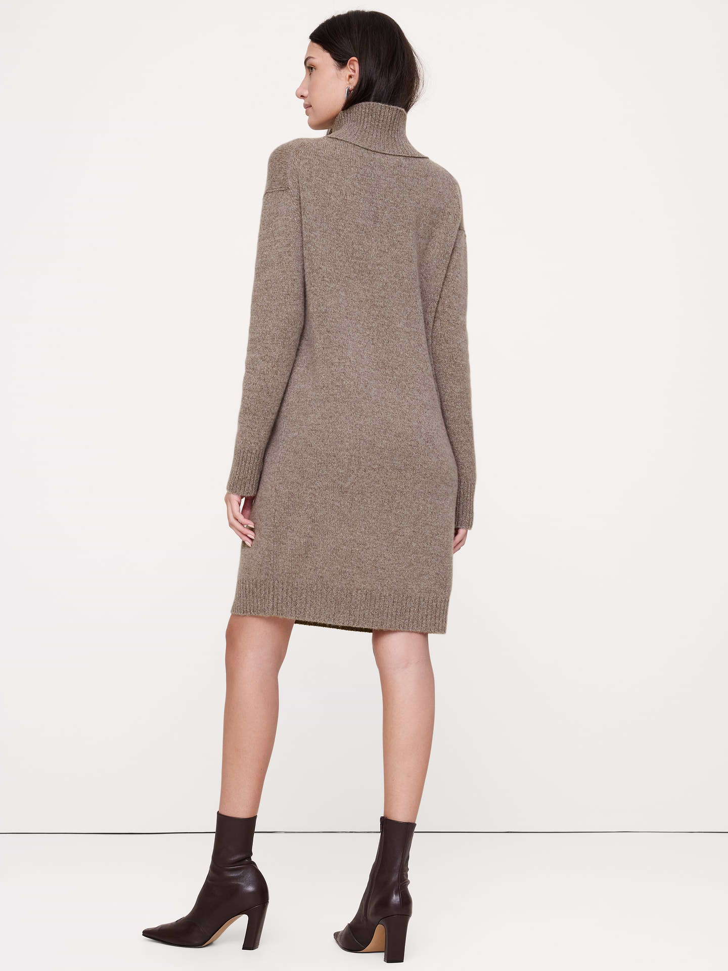 Image 3 of 8, Lightweight Cashmere Turtleneck Mini Dress