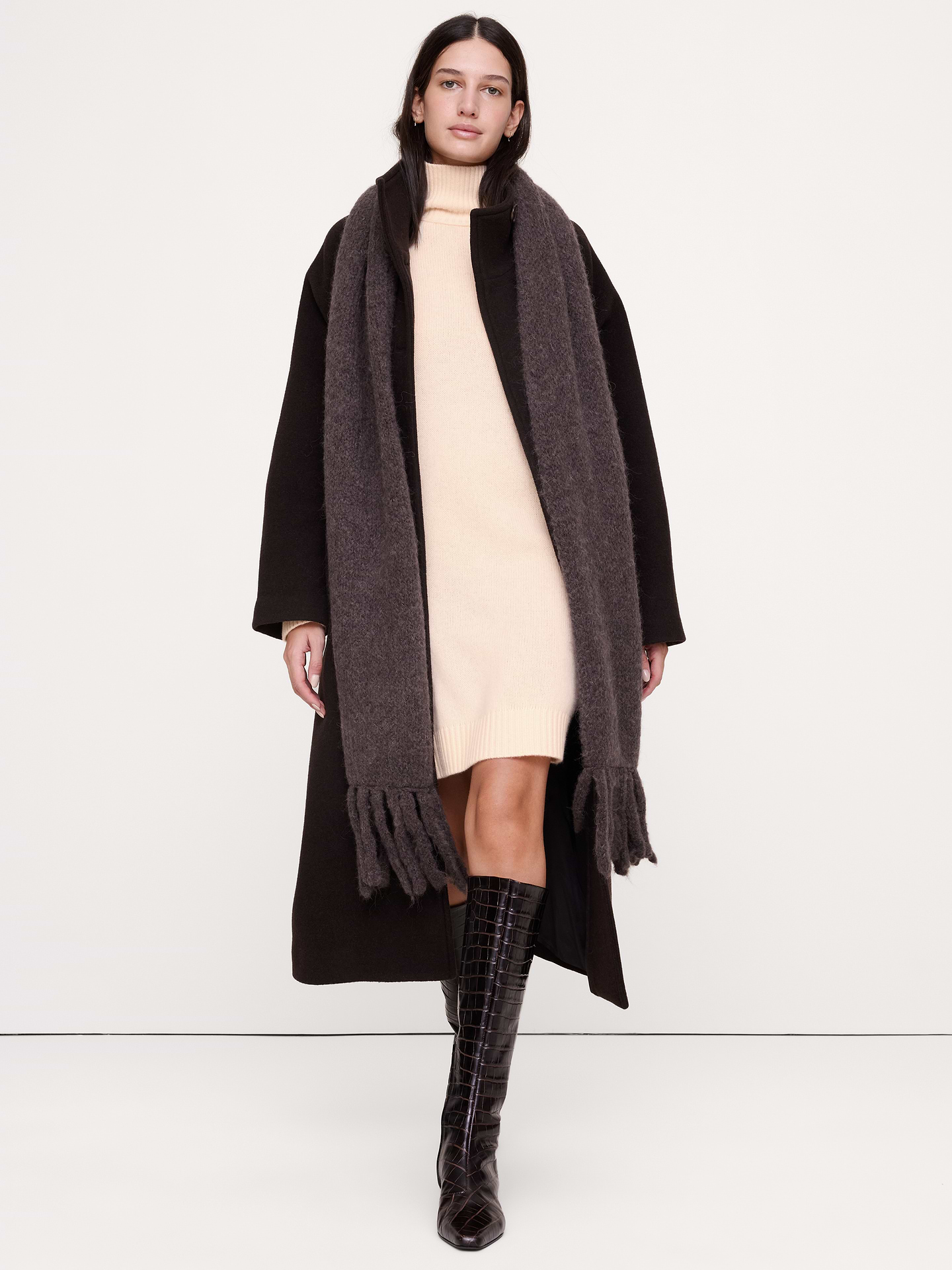 Image 8 of 8, Lightweight Cashmere Turtleneck Mini Dress