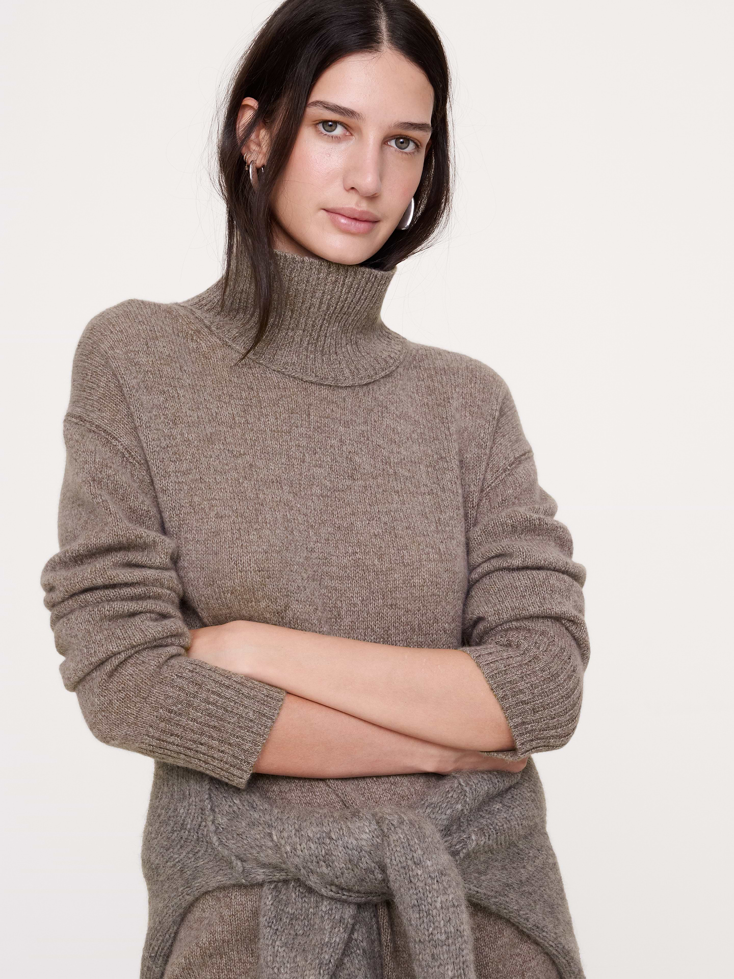 Image 4 of 8, Lightweight Cashmere Turtleneck Mini Dress