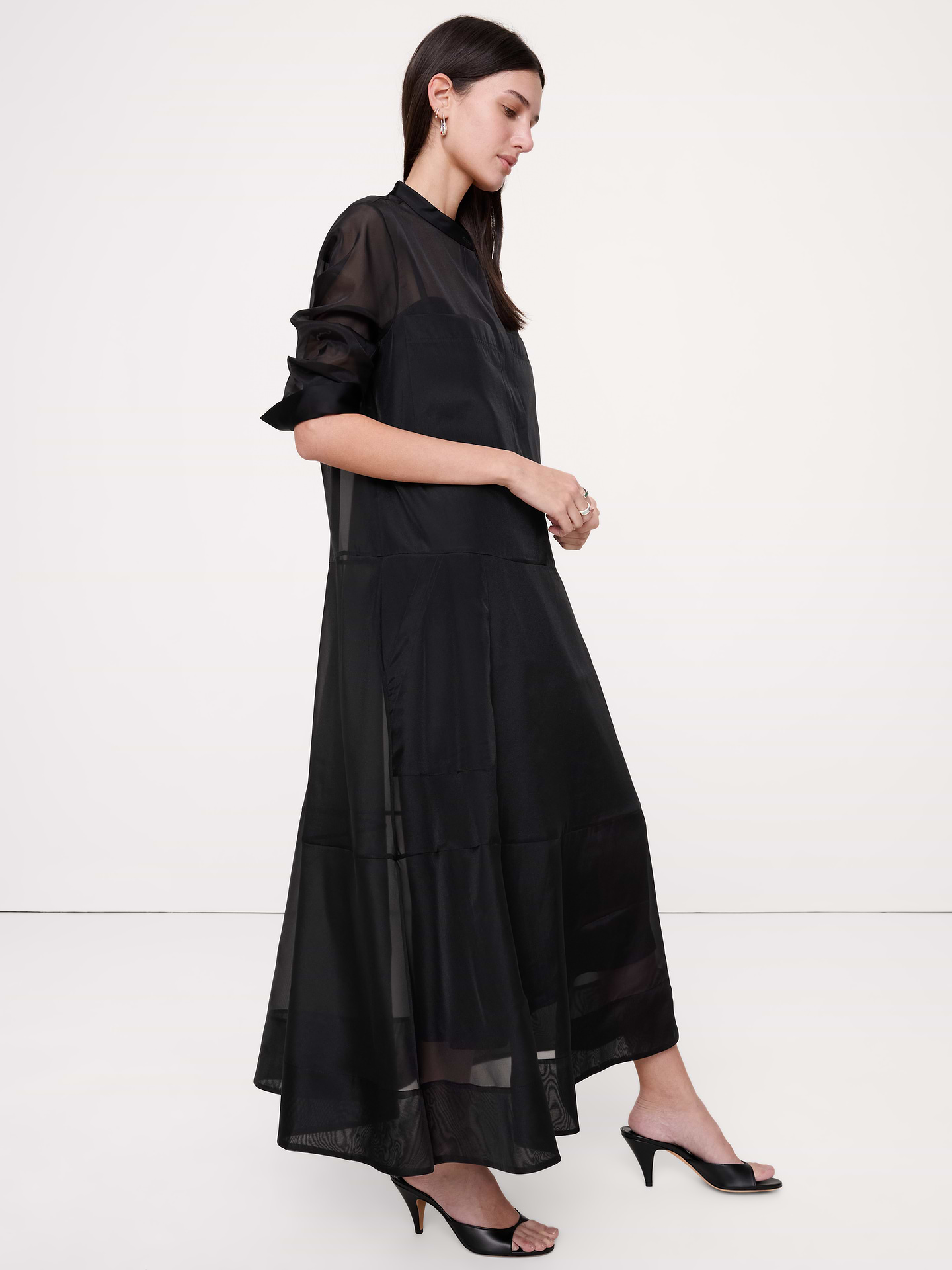 Image 4 of 5, Organza Maxi Shirt Dress