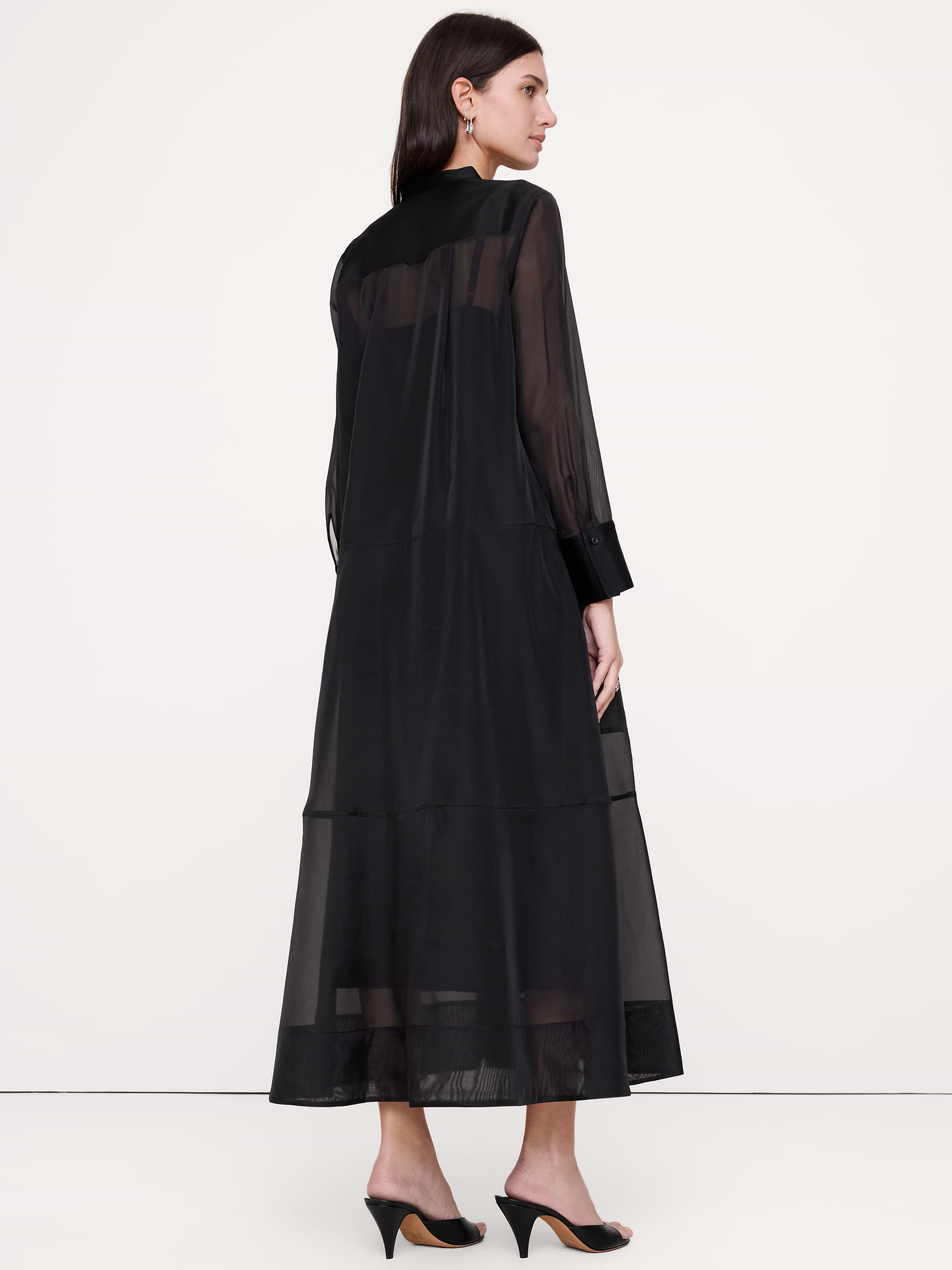 Image 3 of 5, Organza Maxi Shirt Dress
