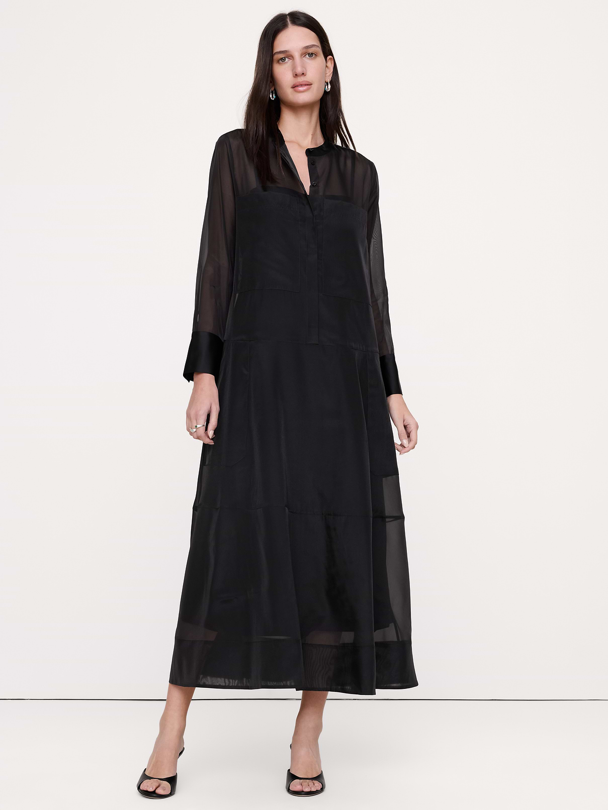 Organza Maxi Shirt Dress