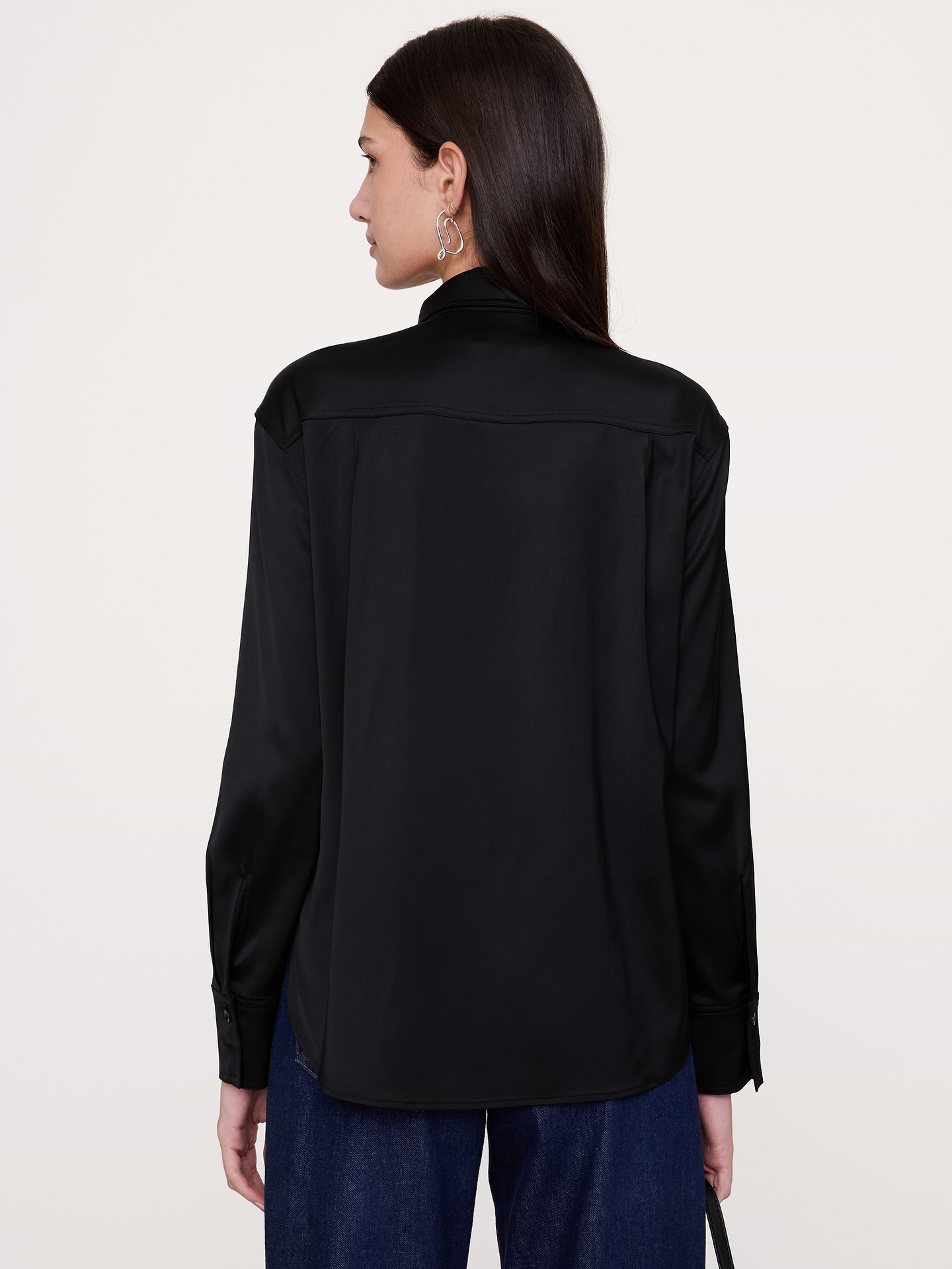 Image 2 of 8, Stretch-Satin Shirt