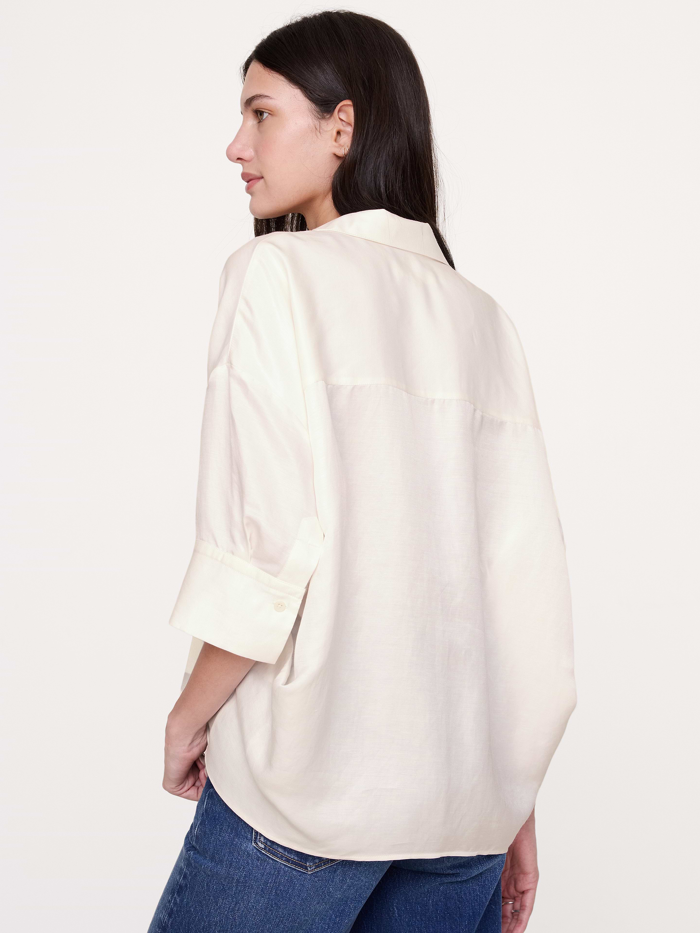 Image 7 of 8, Viscose-Linen Popover Shirt