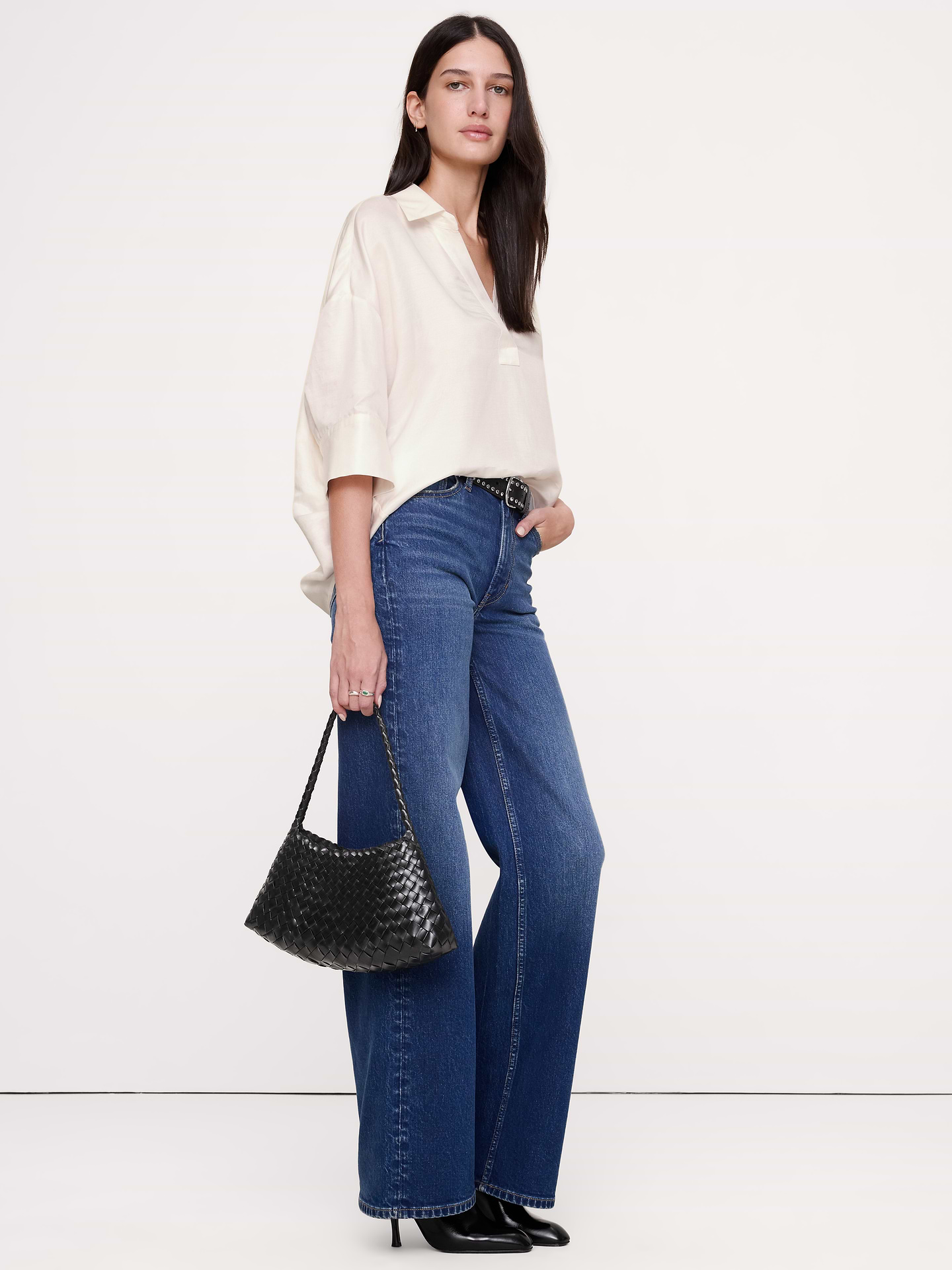 Image 8 of 8, Viscose-Linen Popover Shirt