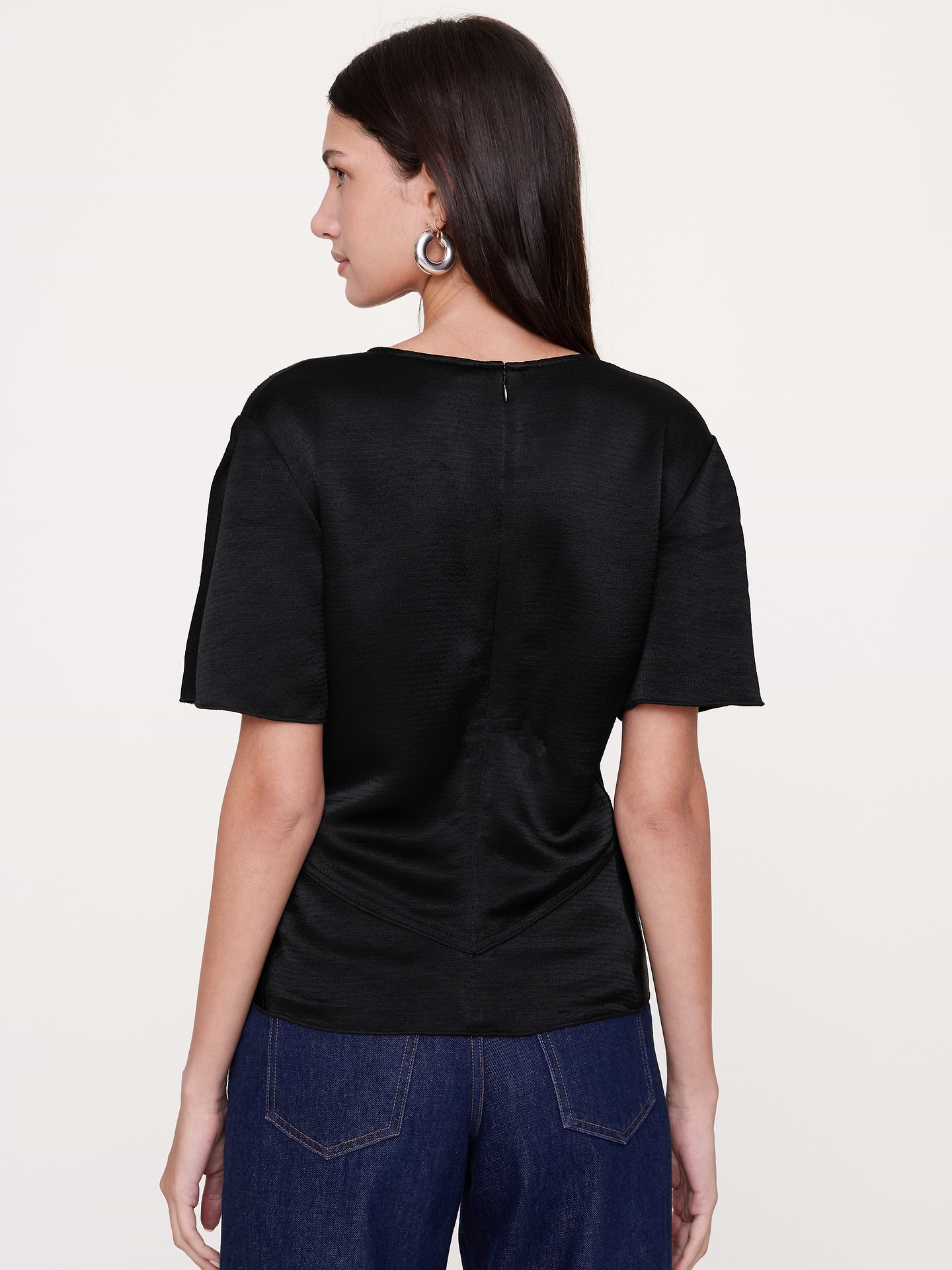 Image 3 of 8, Hammered Satin Ruched-Waist Top