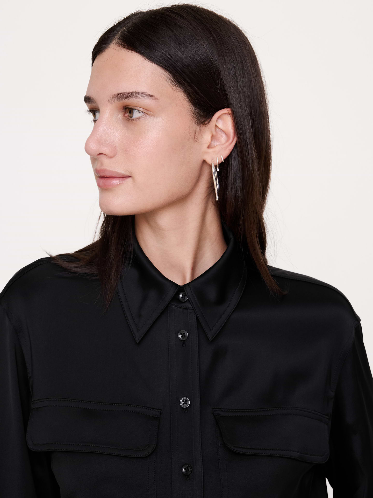 Image 3 of 8, Stretch-Satin Shirt