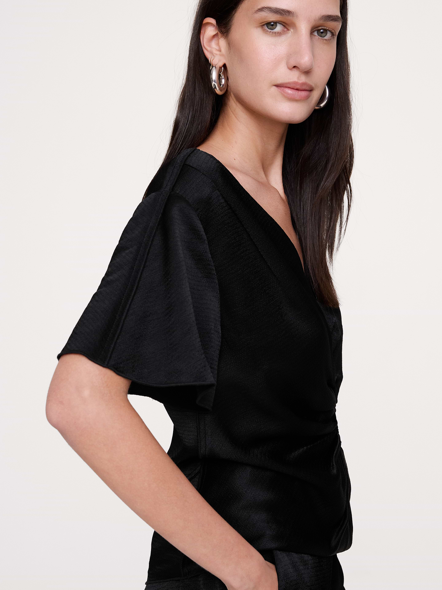 Image 5 of 8, Hammered Satin Ruched-Waist Top