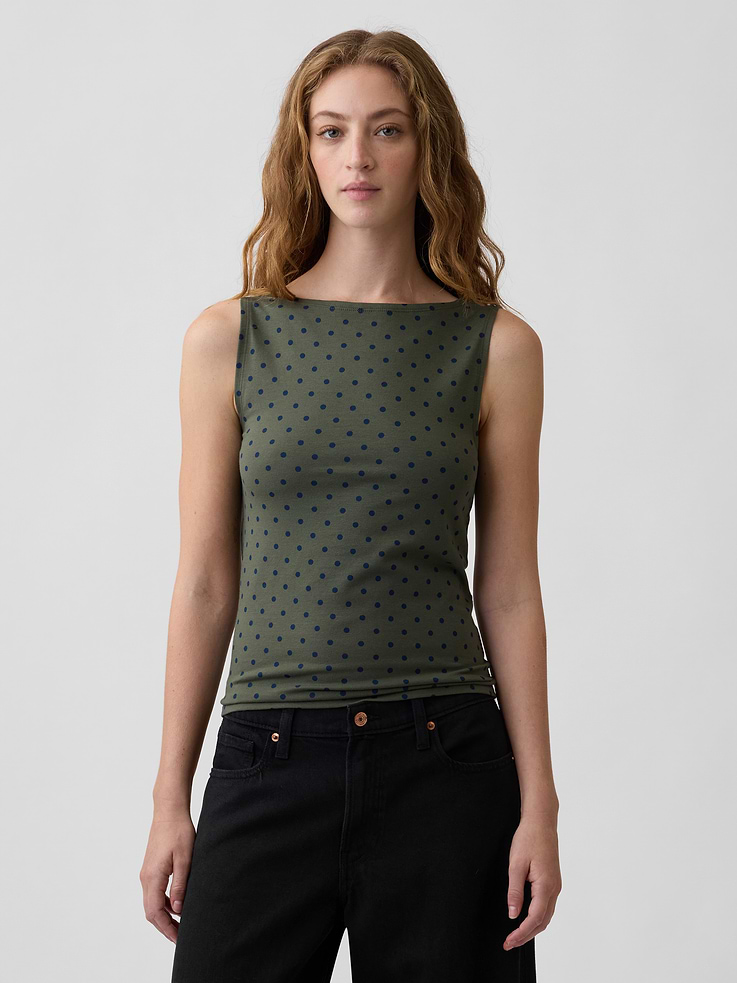Image 1 of 5, Soft velour knit., Sleeveless., Boatneck., Select styles have allover print., Product #1187225