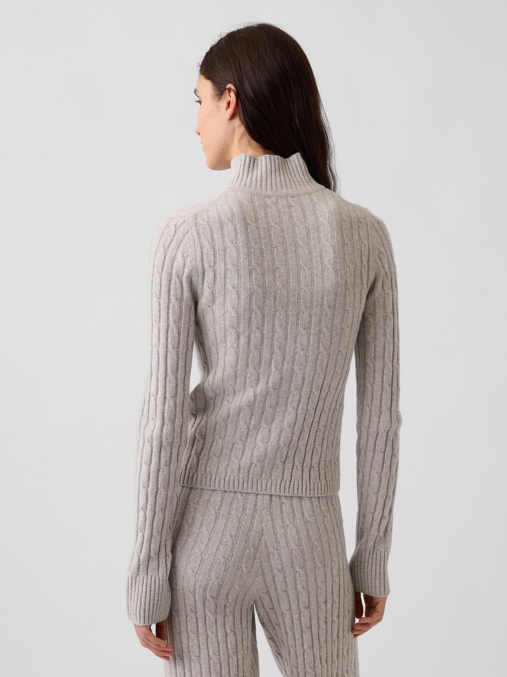 Image 3 of 5, CashSoft Cable-Knit Zip Cardigan
