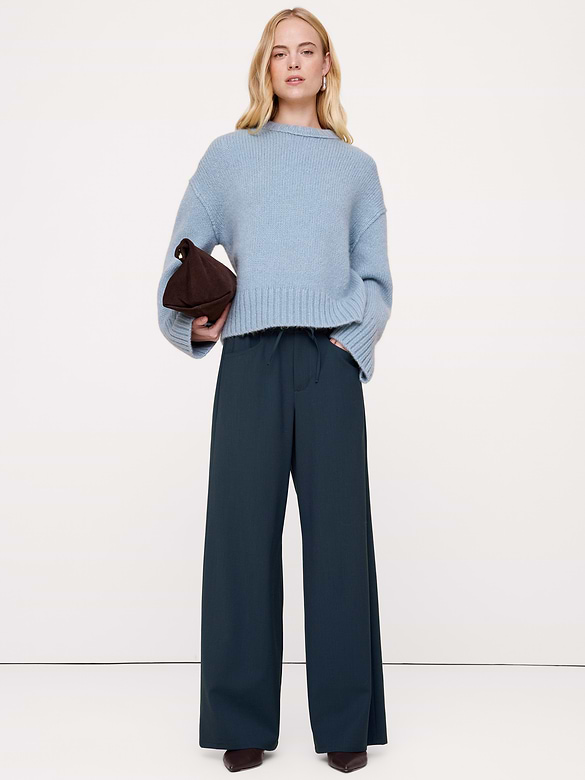 The Studio Wide-Leg Drawstring Pant in Italian Wool