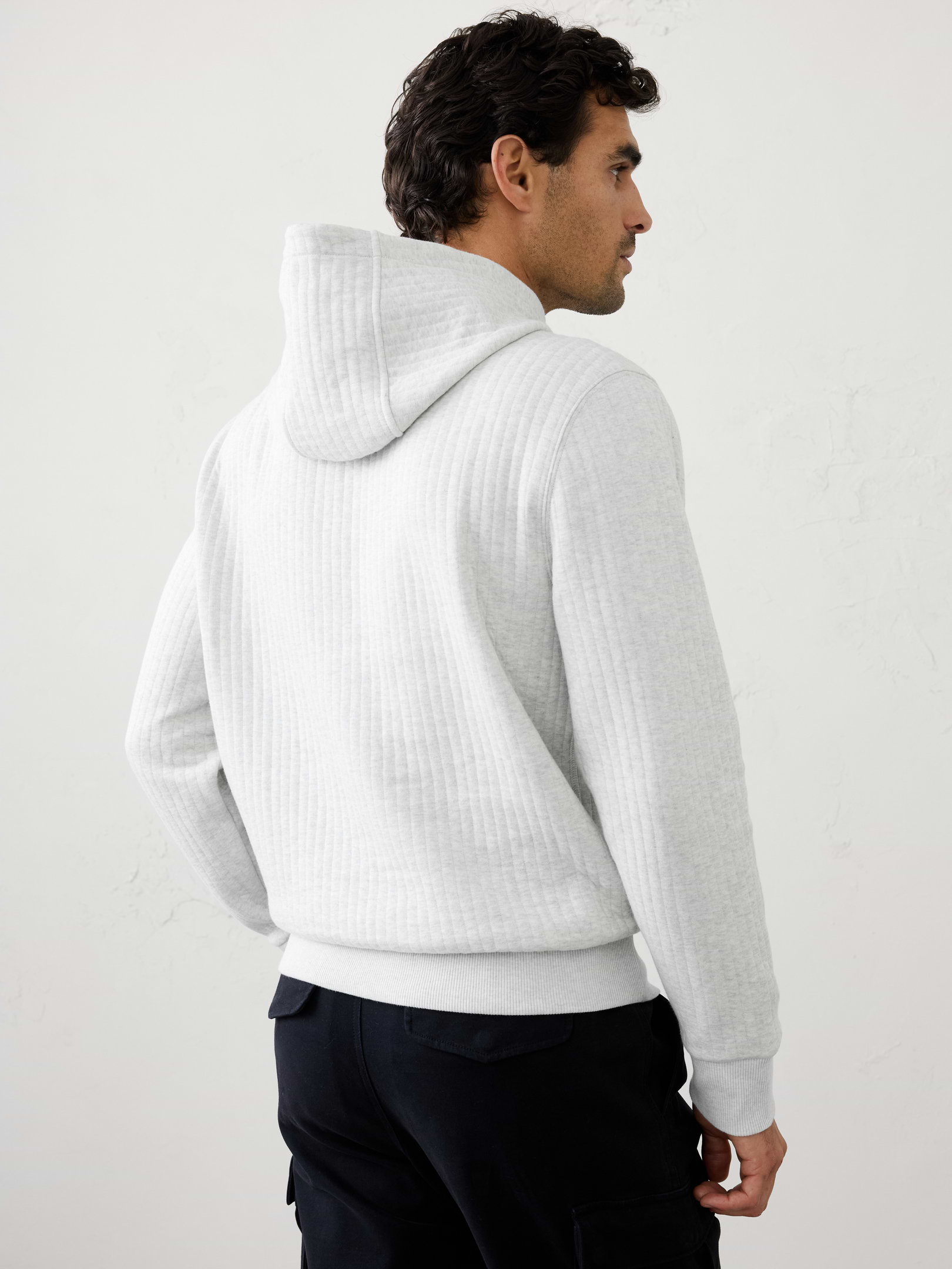 Image 2 of 3, Quilted Ribbed Hoodie