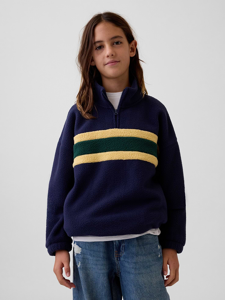 Image 2 of 2, Kids Sherpa Relaxed Quarter-Zip Pullover