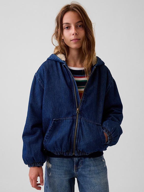Kids Sherpa-Lined Hooded Canvas Jacket