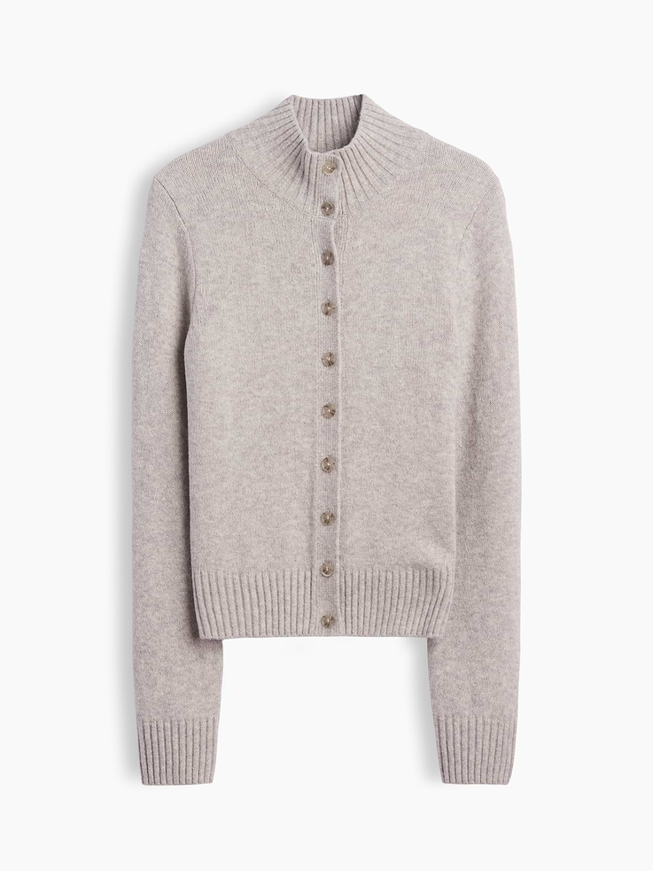Image 5 of 5, CashSoft Mockneck Cardigan Sweater