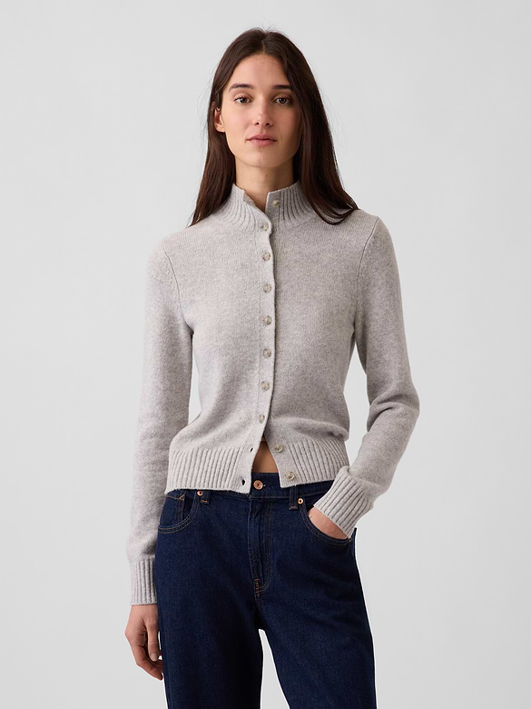 CashSoft Mockneck Cardigan Sweater