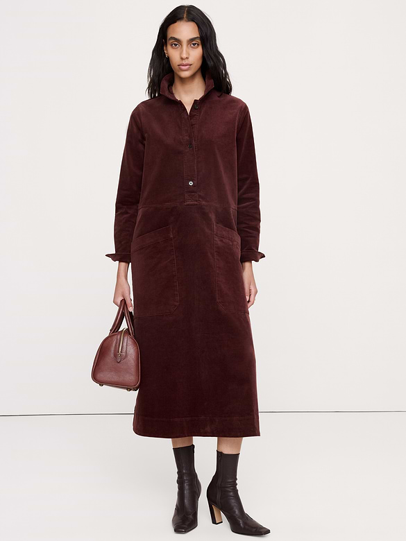 Corduroy Pocket Shirt Dress