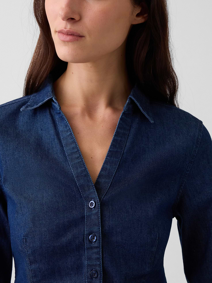 Image 4 of 5, Denim Fitted Shirt