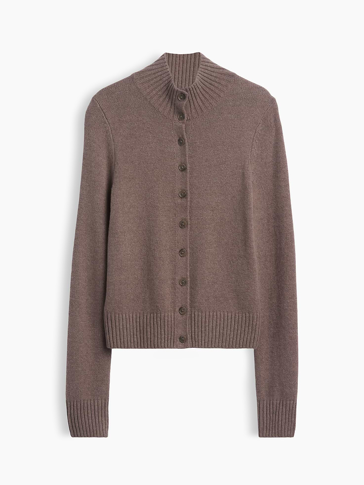 Image 5 of 5, CashSoft Mockneck Cardigan Sweater