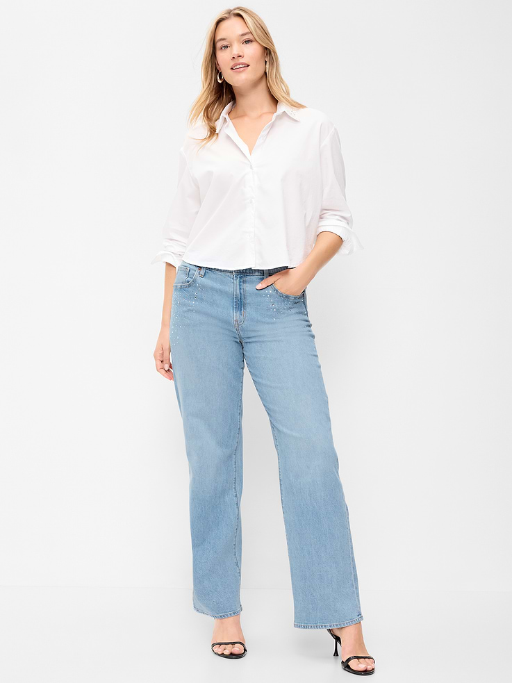 Image 2 of 5, Low-Rise Embellished Loose Jeans