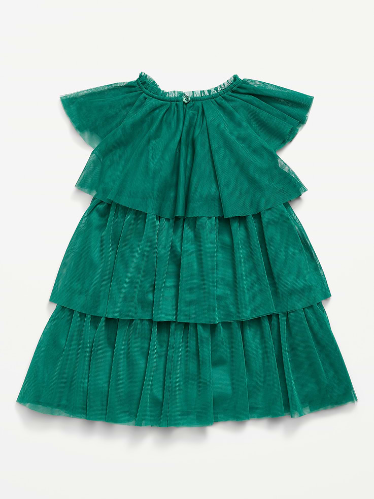 Image 2 de 2, Robe étagée en tulle à manches courtes pour toute-petite