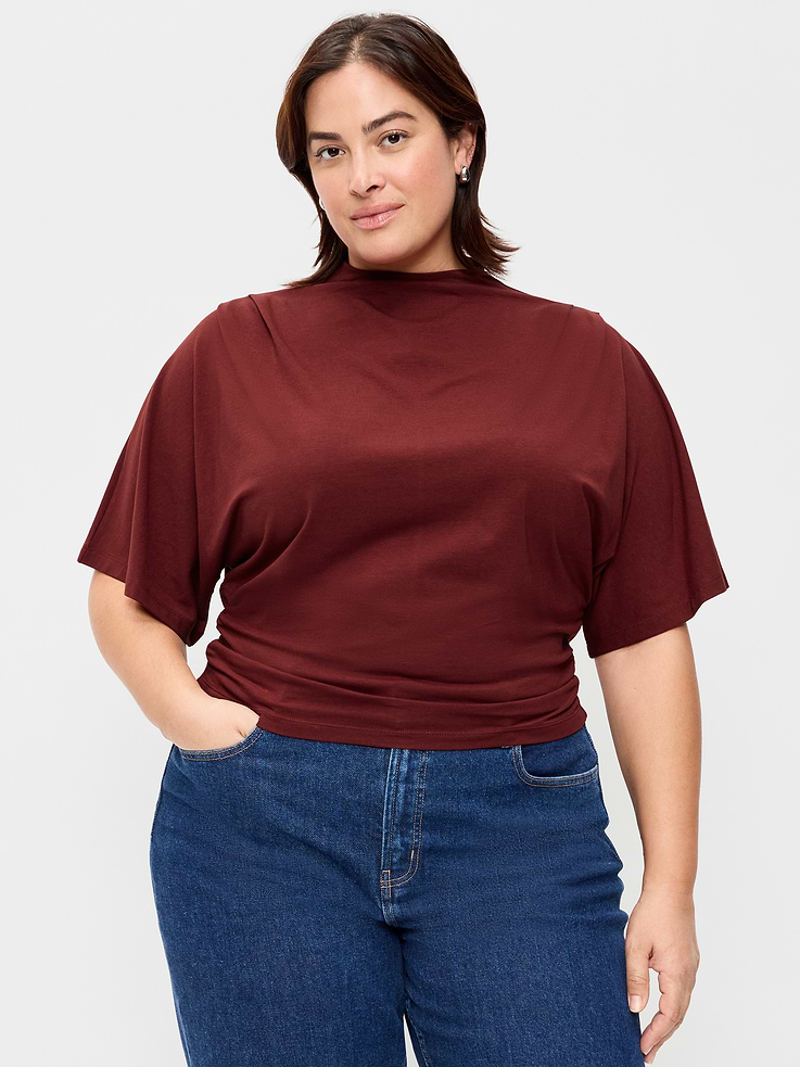 Image 8 of 9, Short-Sleeve Drapey Party Top