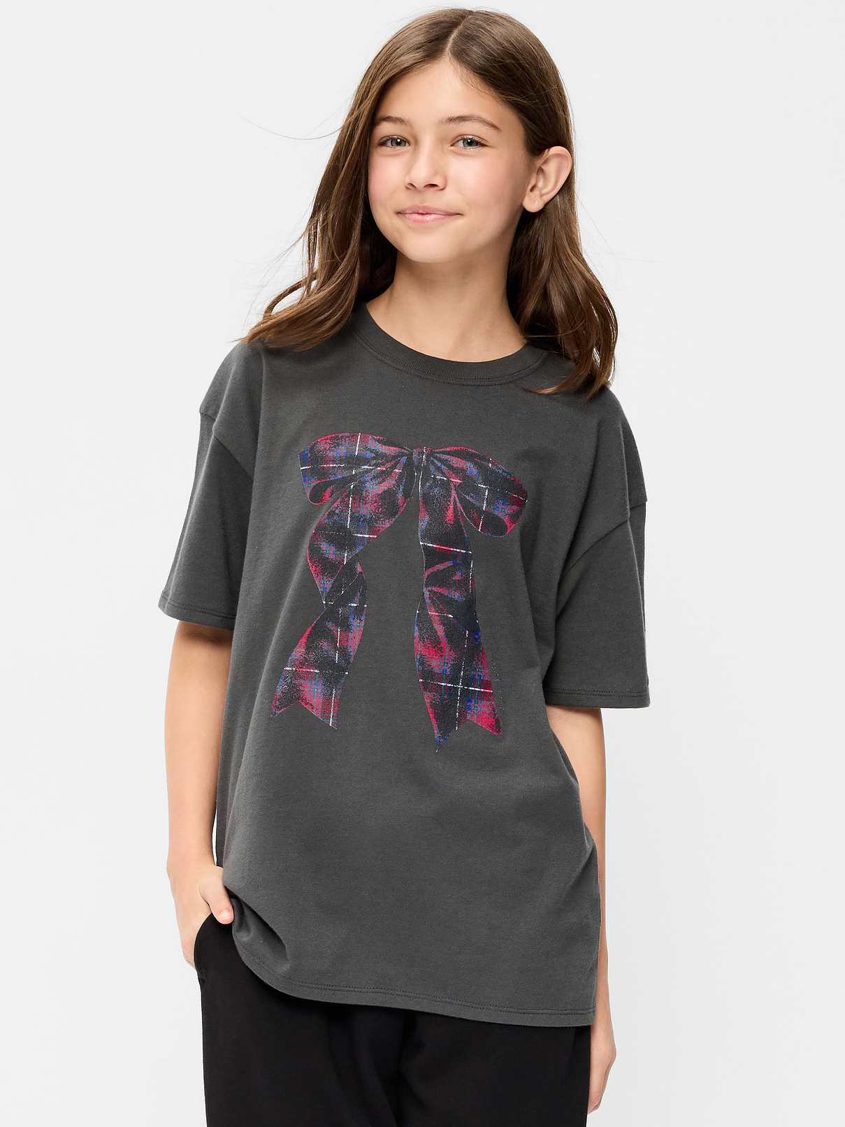 Oversized Short-Sleeve Graphic Tunic T-Shirt for Girls