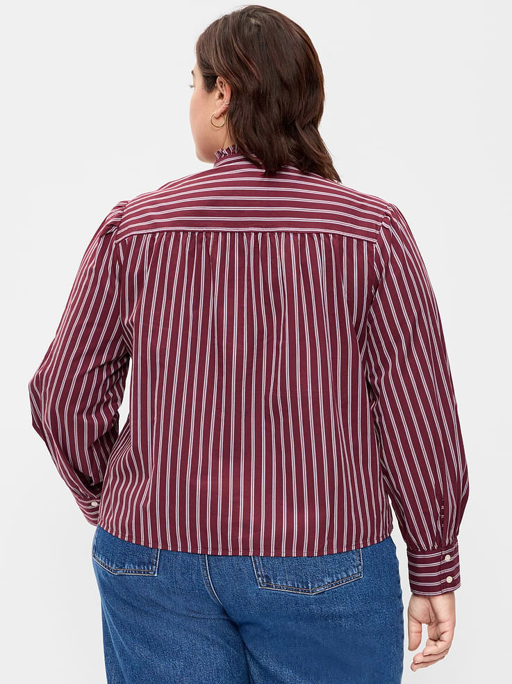 Image 5 of 6, Ruffle-Front Button-Down Shirt
