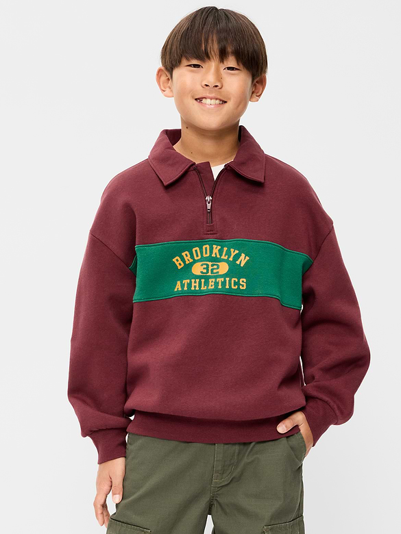 Polo surdimensionné à glissière au quart en Molleton favori pour garçon
