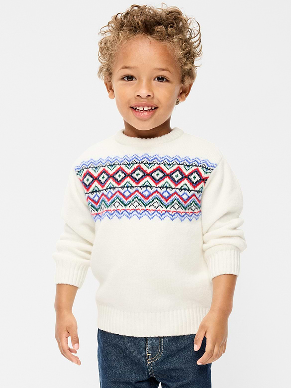 Oversized Long-Sleeve Fair Isle Sweater for Toddler Boys