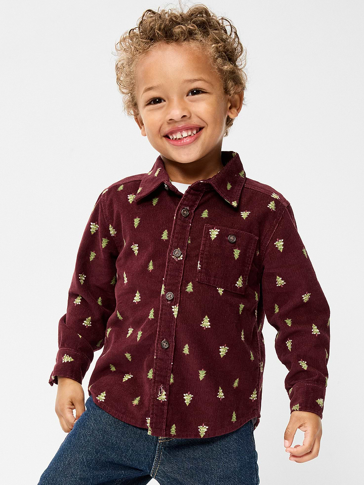 Image 1 of 1, spread collar, long sleeves, buttoned cuffs, buttoned patch pocket at chest, full length buttoned placket, all-over pattern, Product #1184341