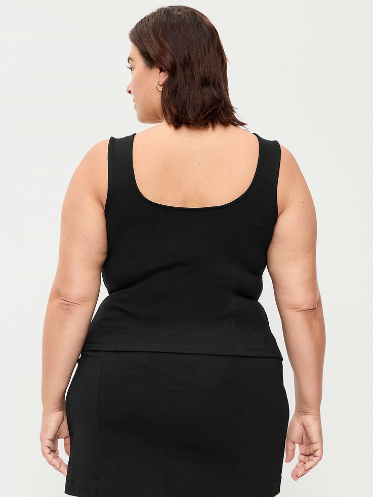 Image 6 de 6, Camisole à basque à encolure carrée en tricot point de Rome