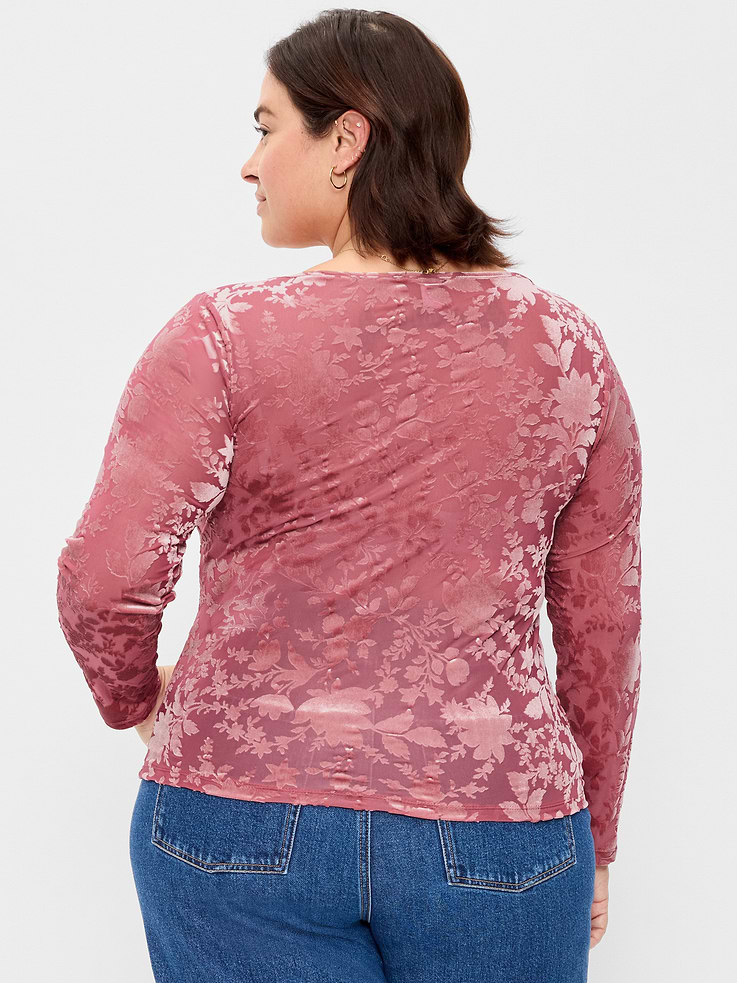 Image 7 of 7, Long-Sleeve Burnout Velvet Top