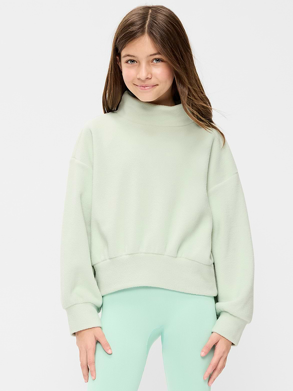 Long-Sleeve Mock-Neck Microfleece Top for Girls