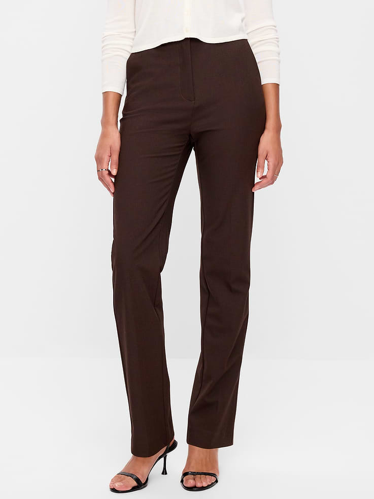 Image 2 of 10, Extra High-Waisted Straight-Leg Twill Pants