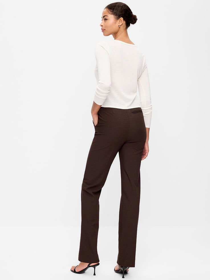 Image 3 of 10, Extra High-Waisted Straight-Leg Twill Pants