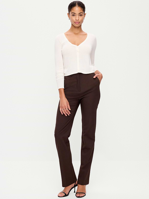 Extra High-Waisted Straight-Leg Twill Pants