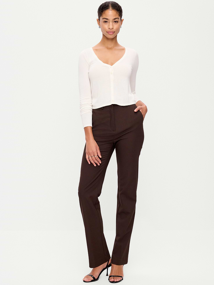 Image 1 of 10, extra high-rise waist, hip pockets, single back welt pocket, pleated at front, Product #905521