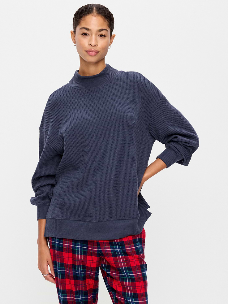 Image 1 of 9, mock neck, long sleeves, rib-knit trim, Product #908489