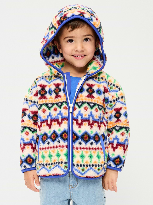 Oversized Hooded Sherpa Jacket for Toddler Boys