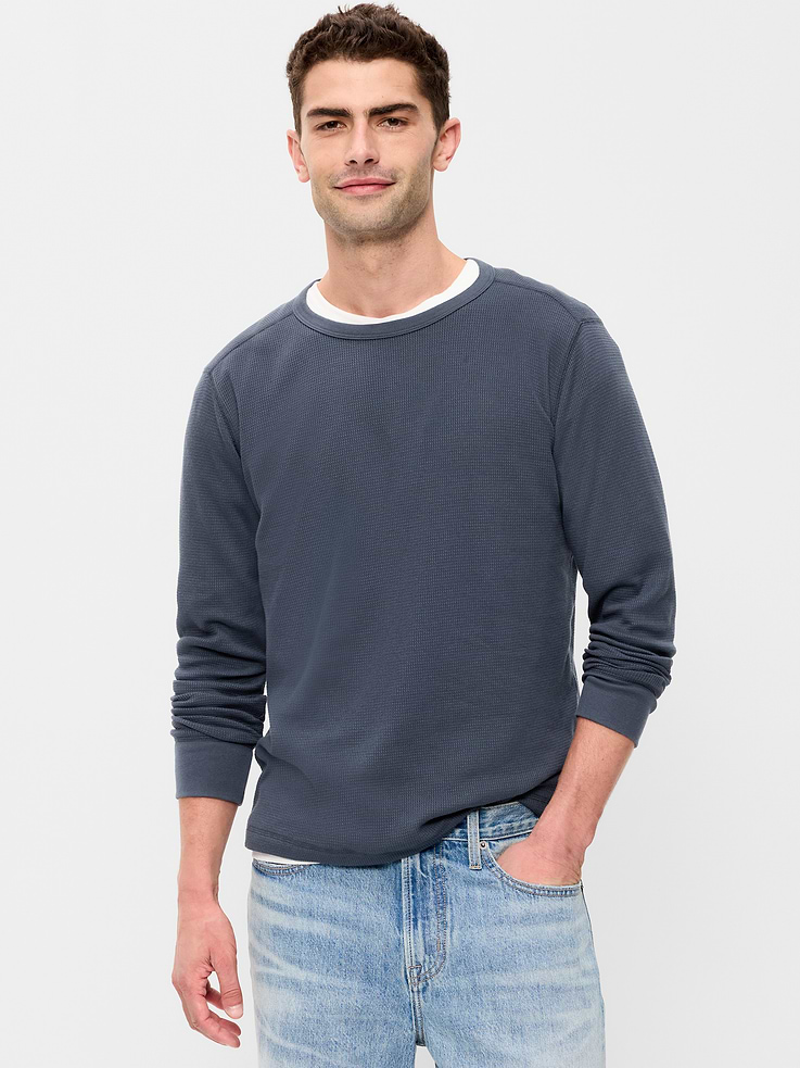 Image 1 of 4, crew neck, long sleeves, rib-knit trim, Product #909054
