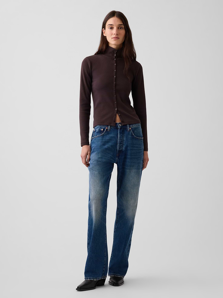 Image 2 of 5, Modern Rib Mockneck Cardigan